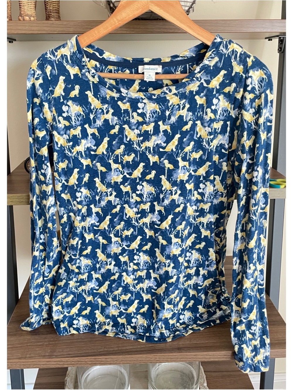 Sundance Dog Print Top, Size Medium